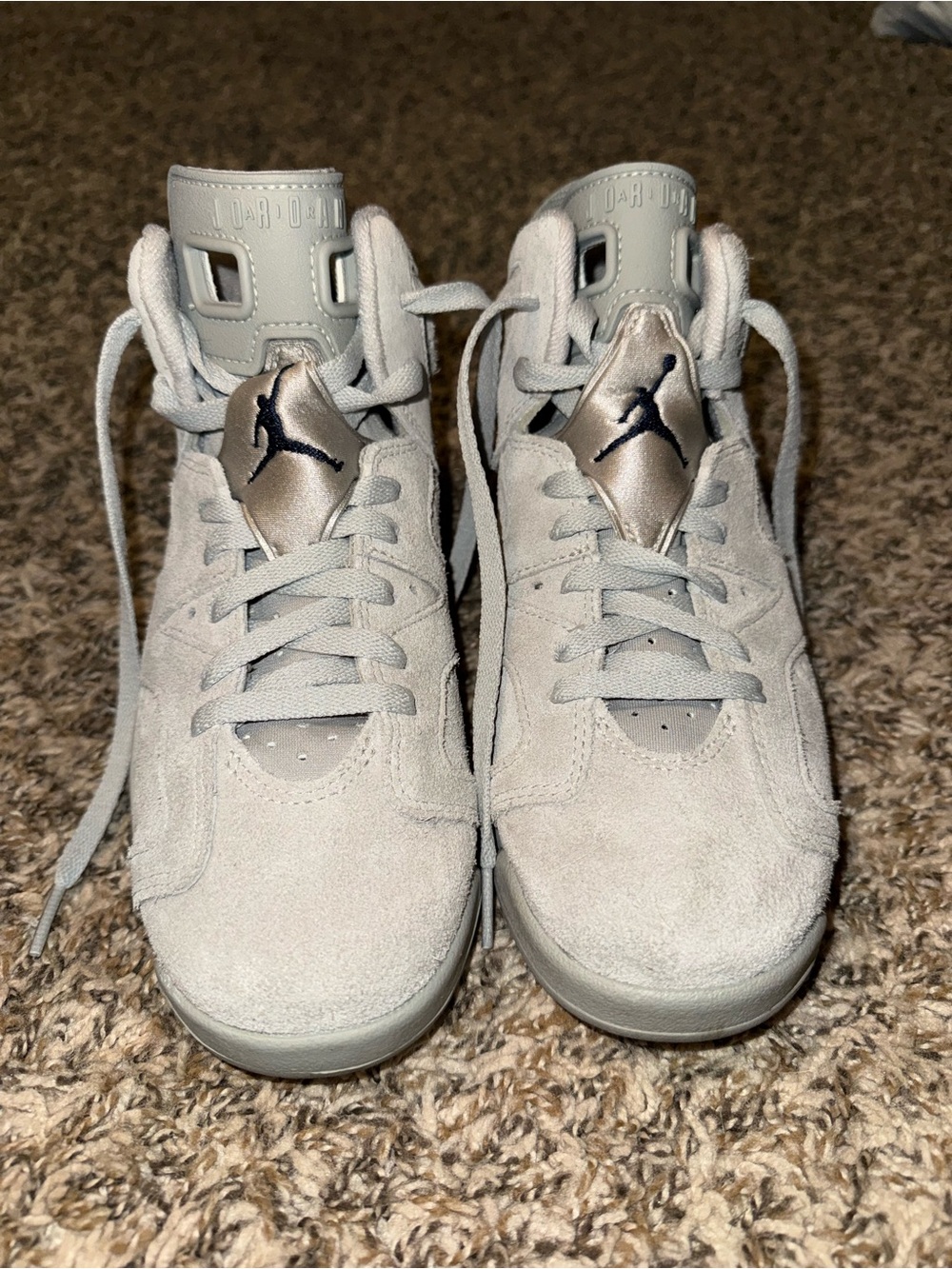 Jordan Suede High-Top Sneakers in Light Gray